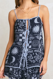 Sundial Sleeveless Tie Front Top - Westly