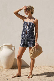 Sundial Sleeveless Tie Front Top - Westly