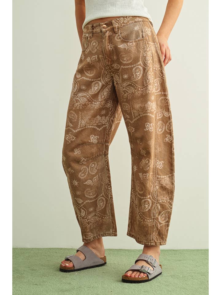 Sundown Paisley Print Washed Pants - Westly