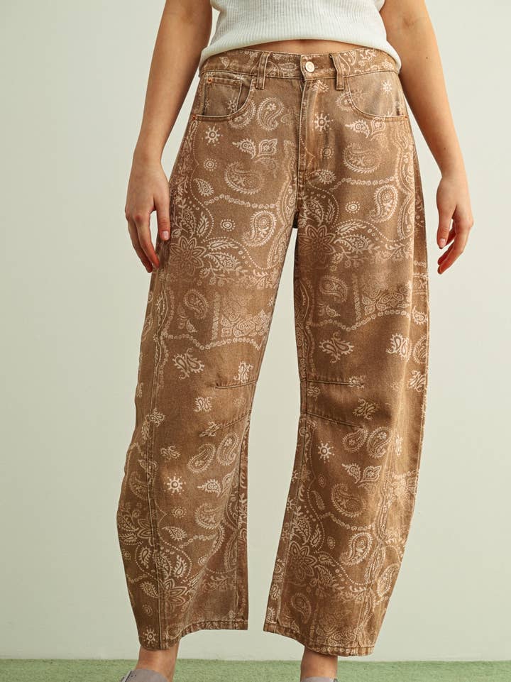 Sundown Paisley Print Washed Pants - Westly
