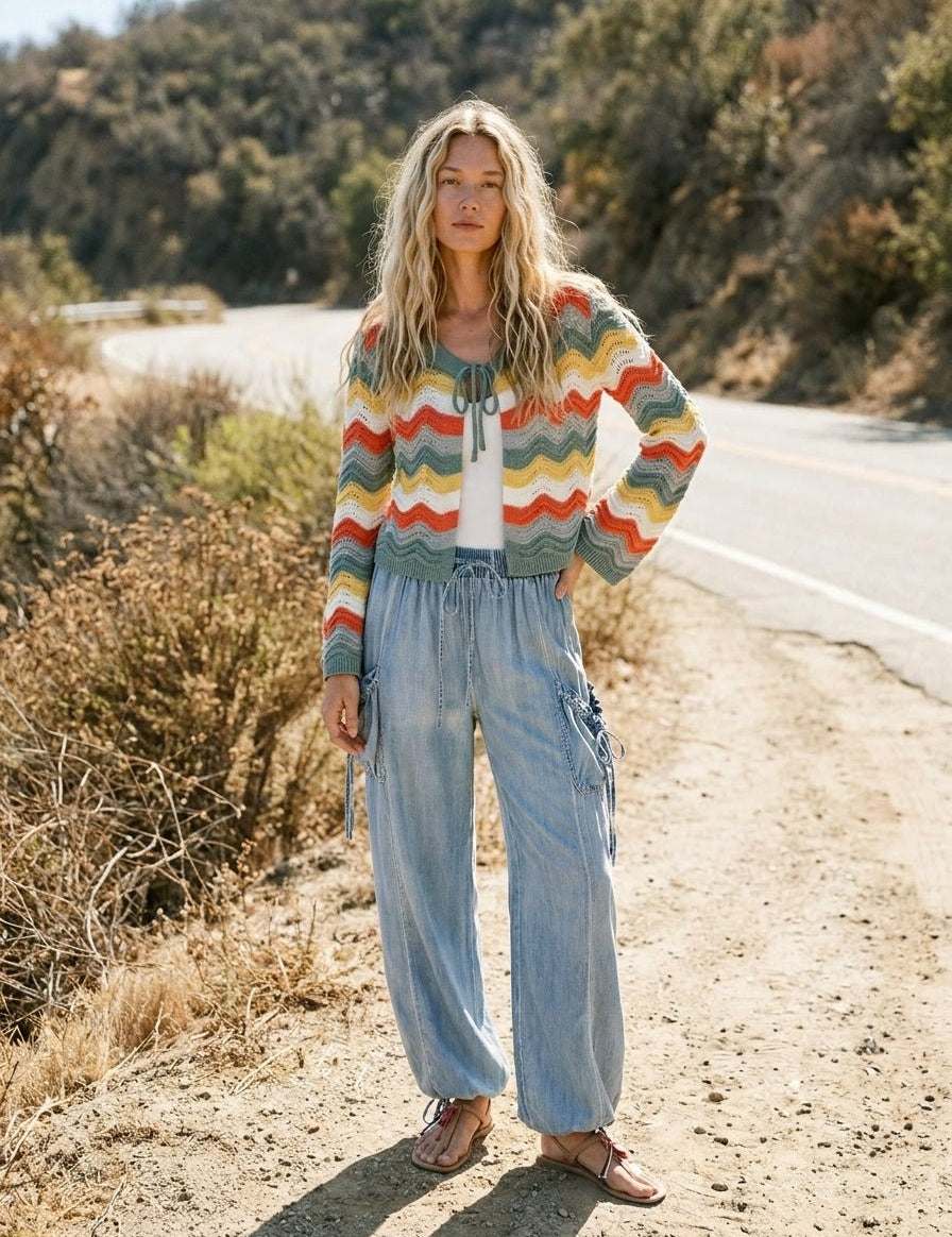 Sunny Days Loose Fit Open Front Cardigan - Westly