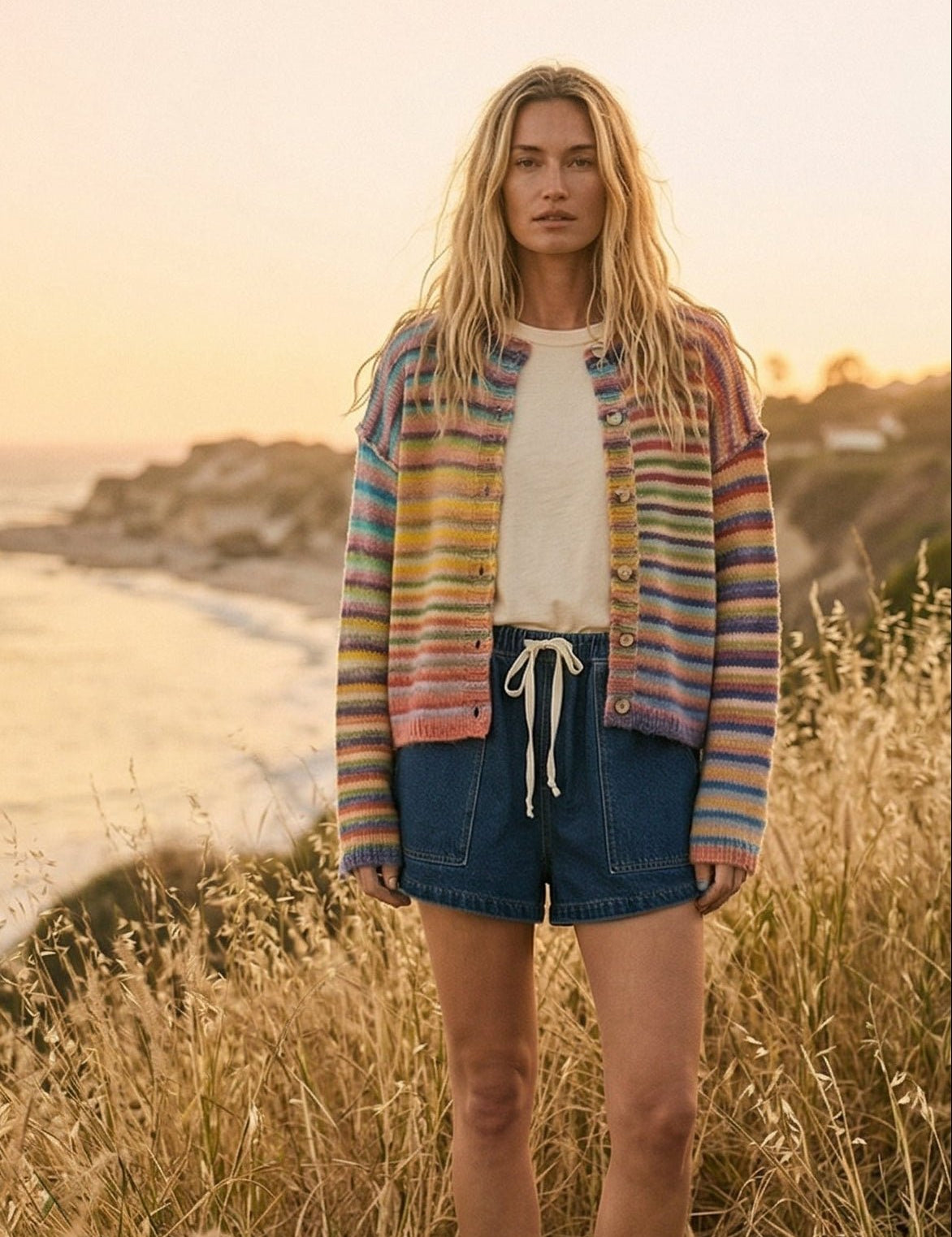 Sunset Stripes Knit Cardigan - Westly