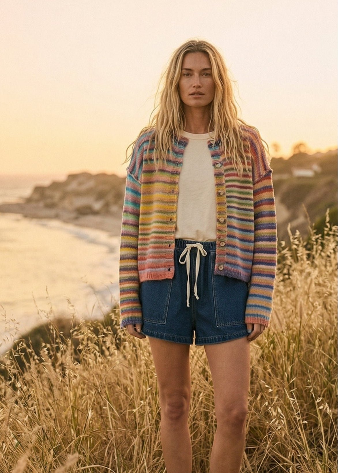 Sunset Stripes Knit Cardigan - Westly