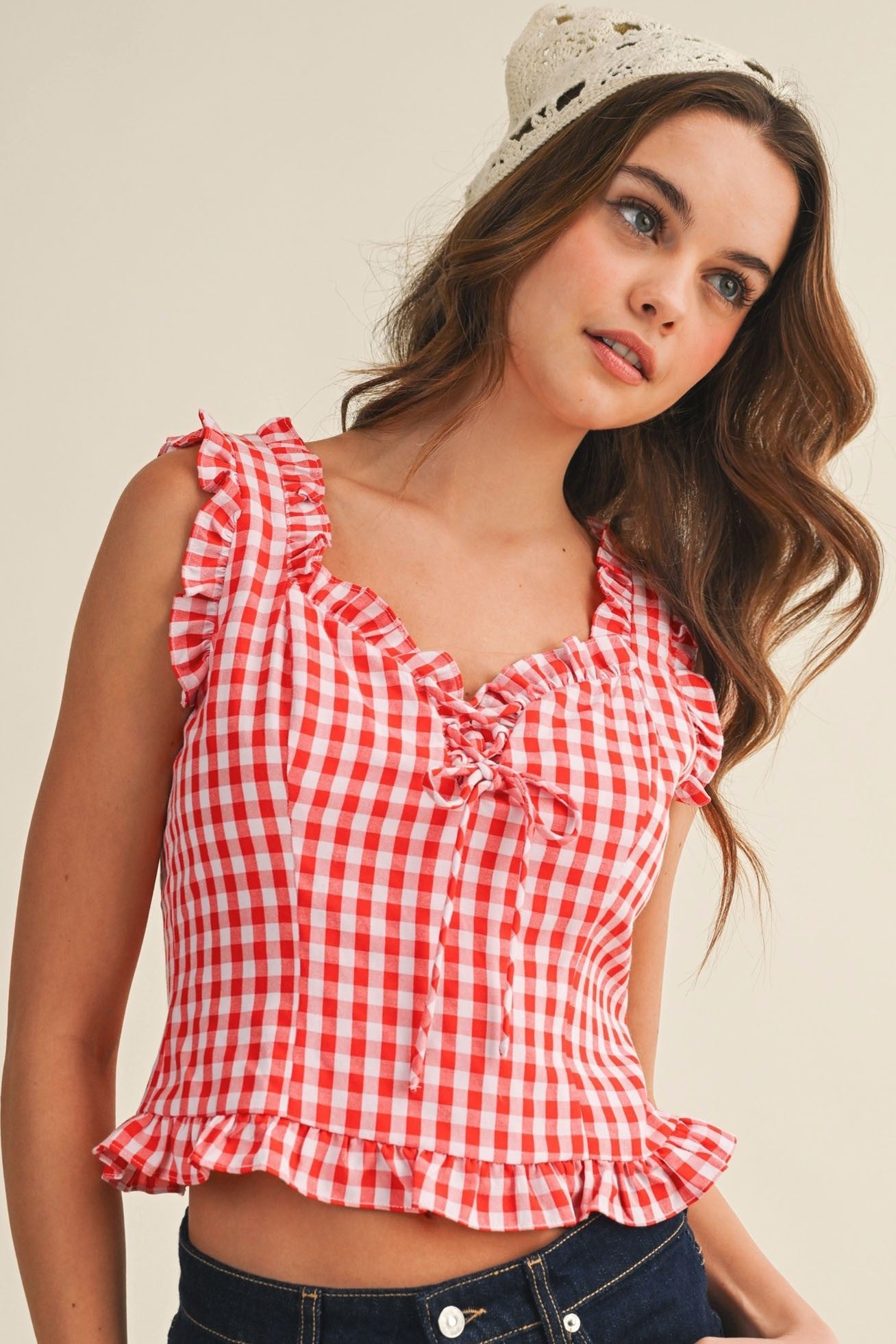 Sunspell Gingham Sleeveless Blouse - Westly