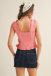 Sunspell Gingham Sleeveless Blouse - Westly