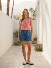 Sunspell Gingham Sleeveless Blouse - Westly