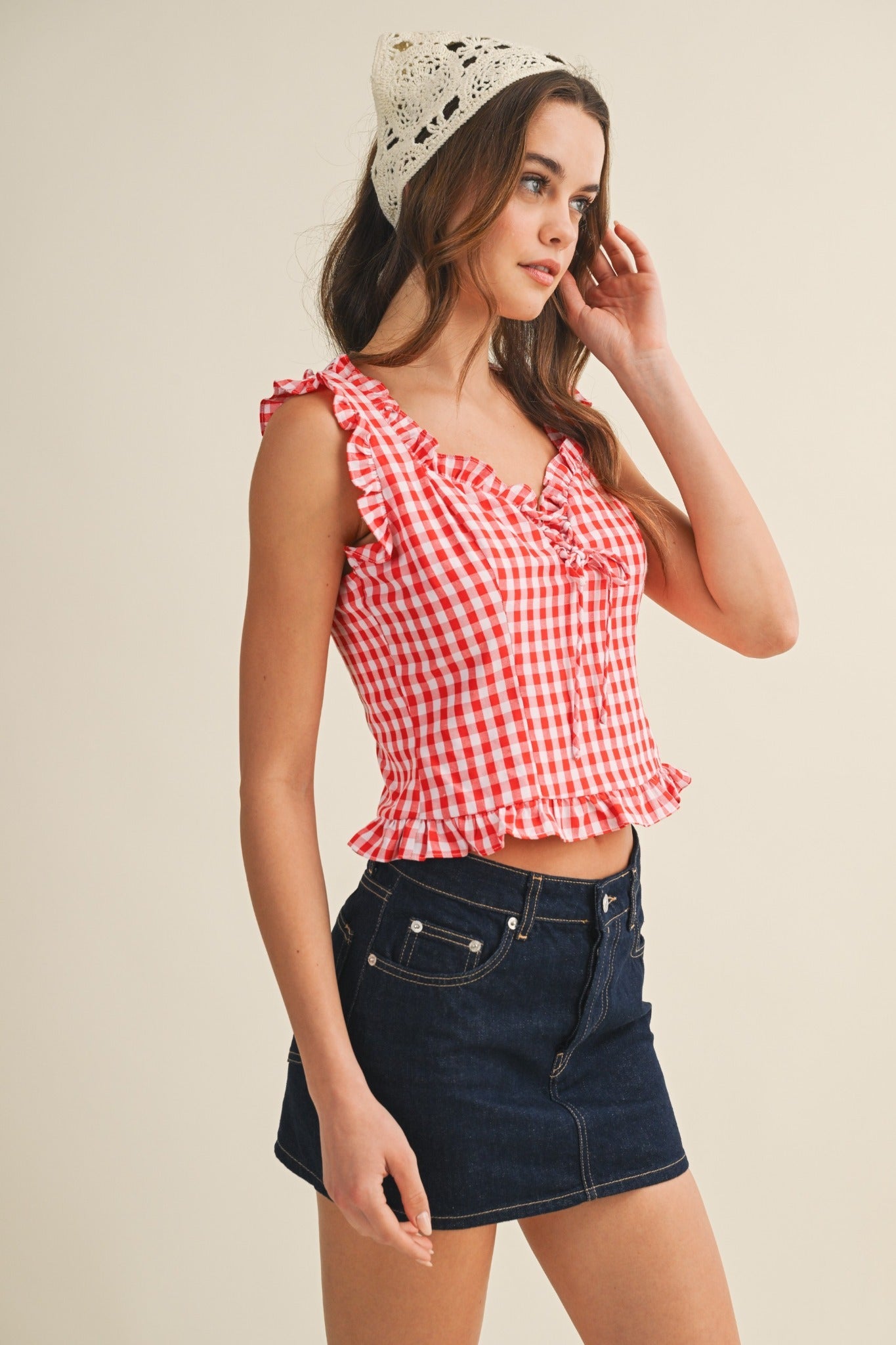 Sunspell Gingham Sleeveless Blouse - Westly
