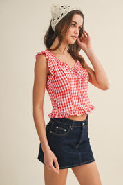 Sunspell Gingham Sleeveless Blouse - Westly