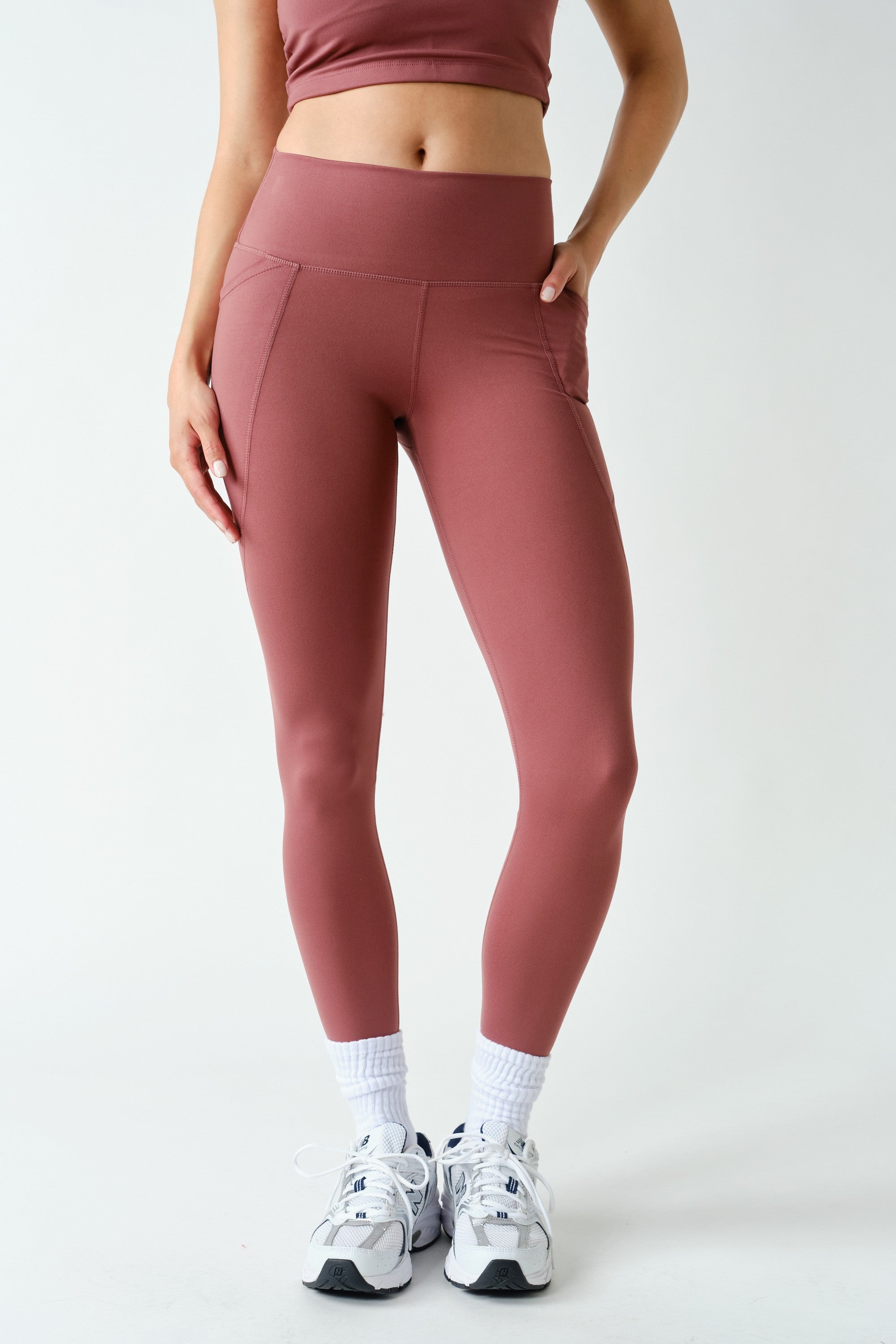 Sure Footed High Rise Sculpt Pocket Leggings in Rosewood, photo 1