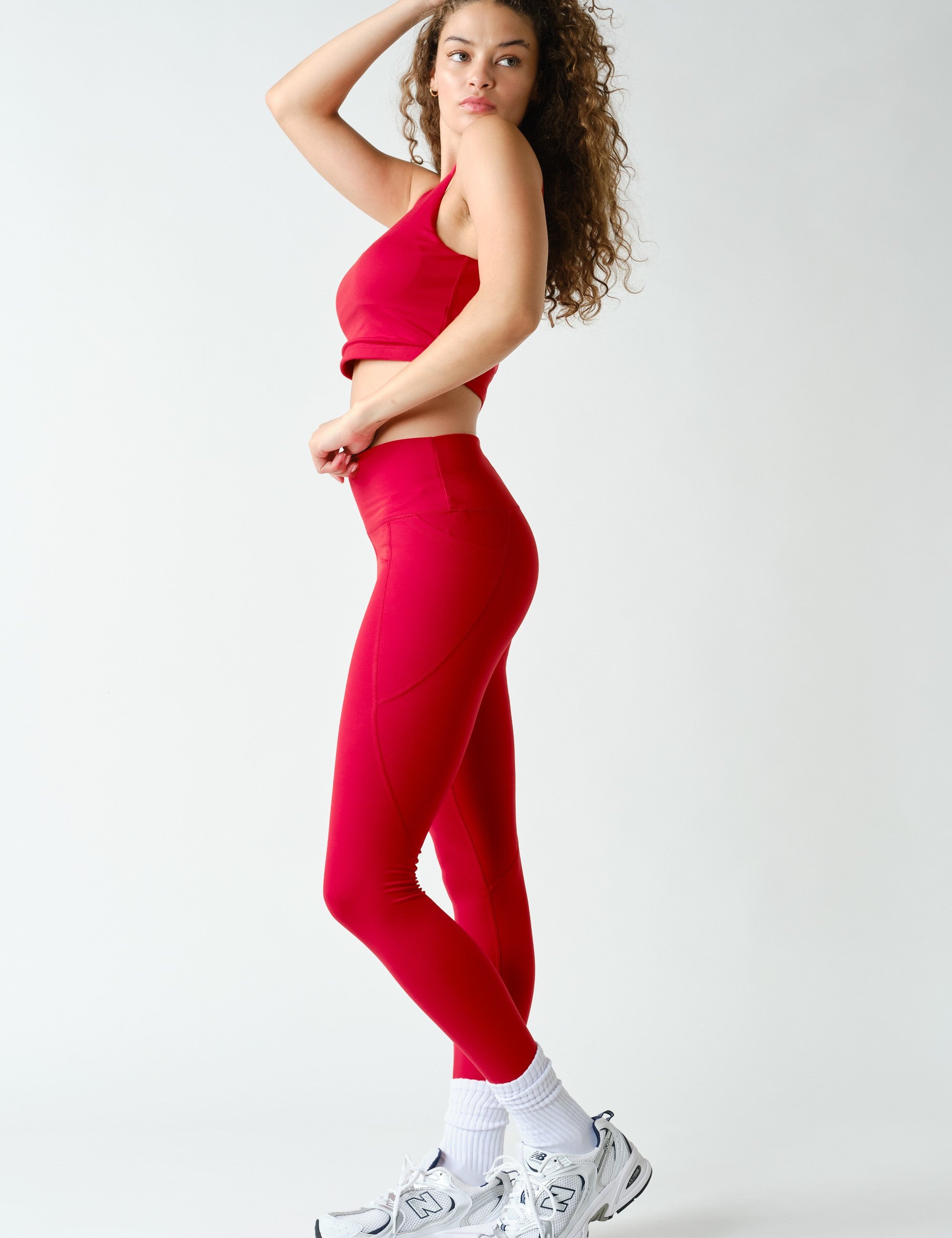Sure Footed High Rise Sculpt Pocket Leggings in Smitten Cherry, photo 2