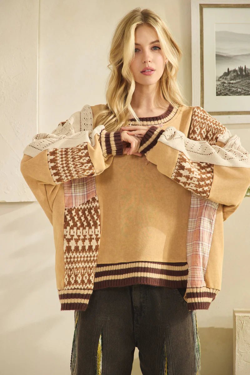 Sutton Mixed Fabric Sweater - Westly