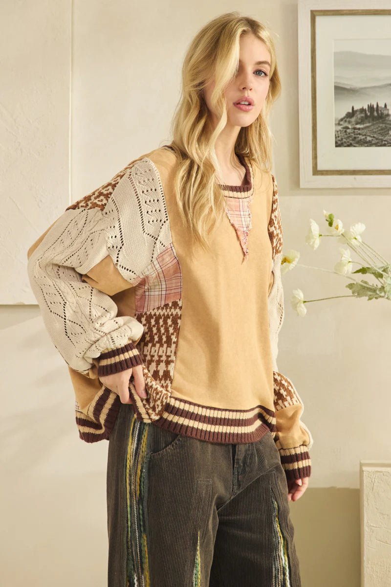 Sutton Mixed Fabric Sweater - Westly