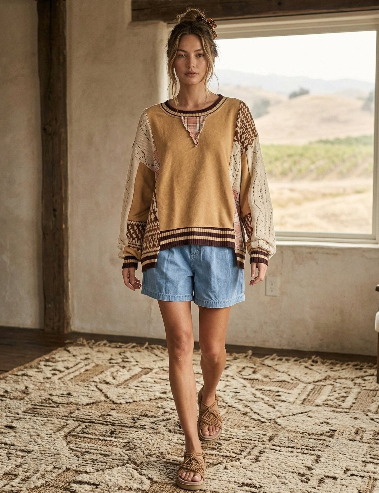 Sutton Mixed Fabric Sweater - Westly