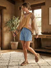 Sutton Mixed Fabric Sweater - Westly