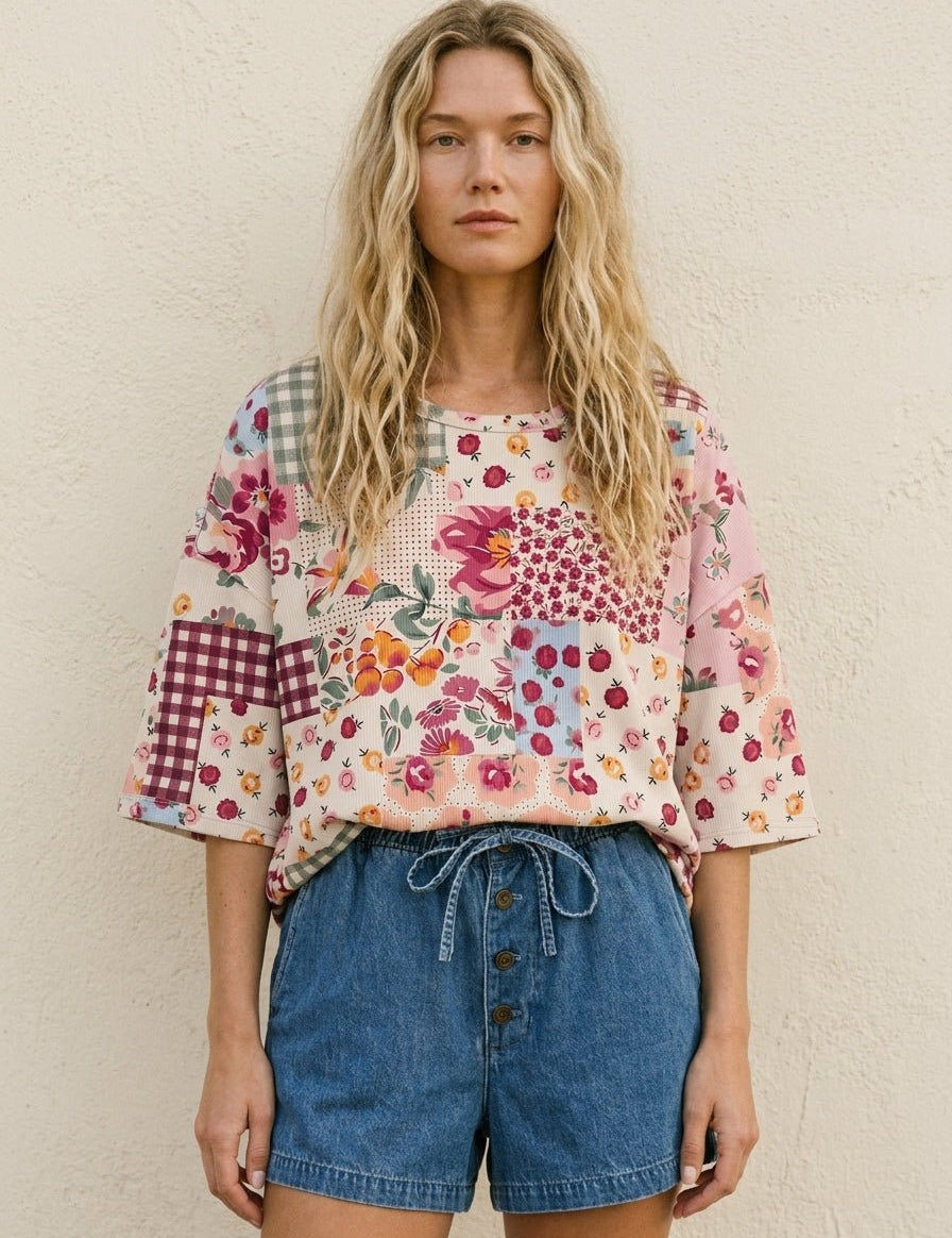 Sweet Pea Mixed - Print Loose Fit Top - Westly