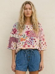 Sweet Pea Mixed - Print Loose Fit Top - Westly