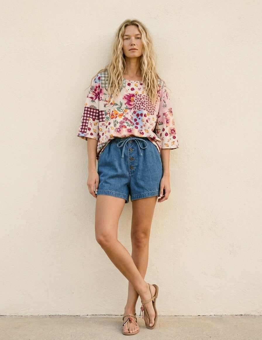 Sweet Pea Mixed - Print Loose Fit Top - Westly
