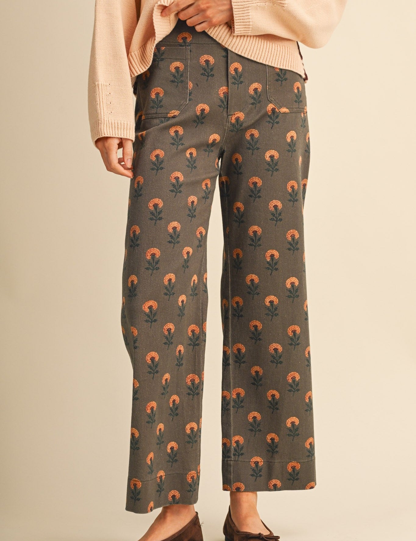 Sweetgrass Floral Wide Leg Cropped Pants - Westly
