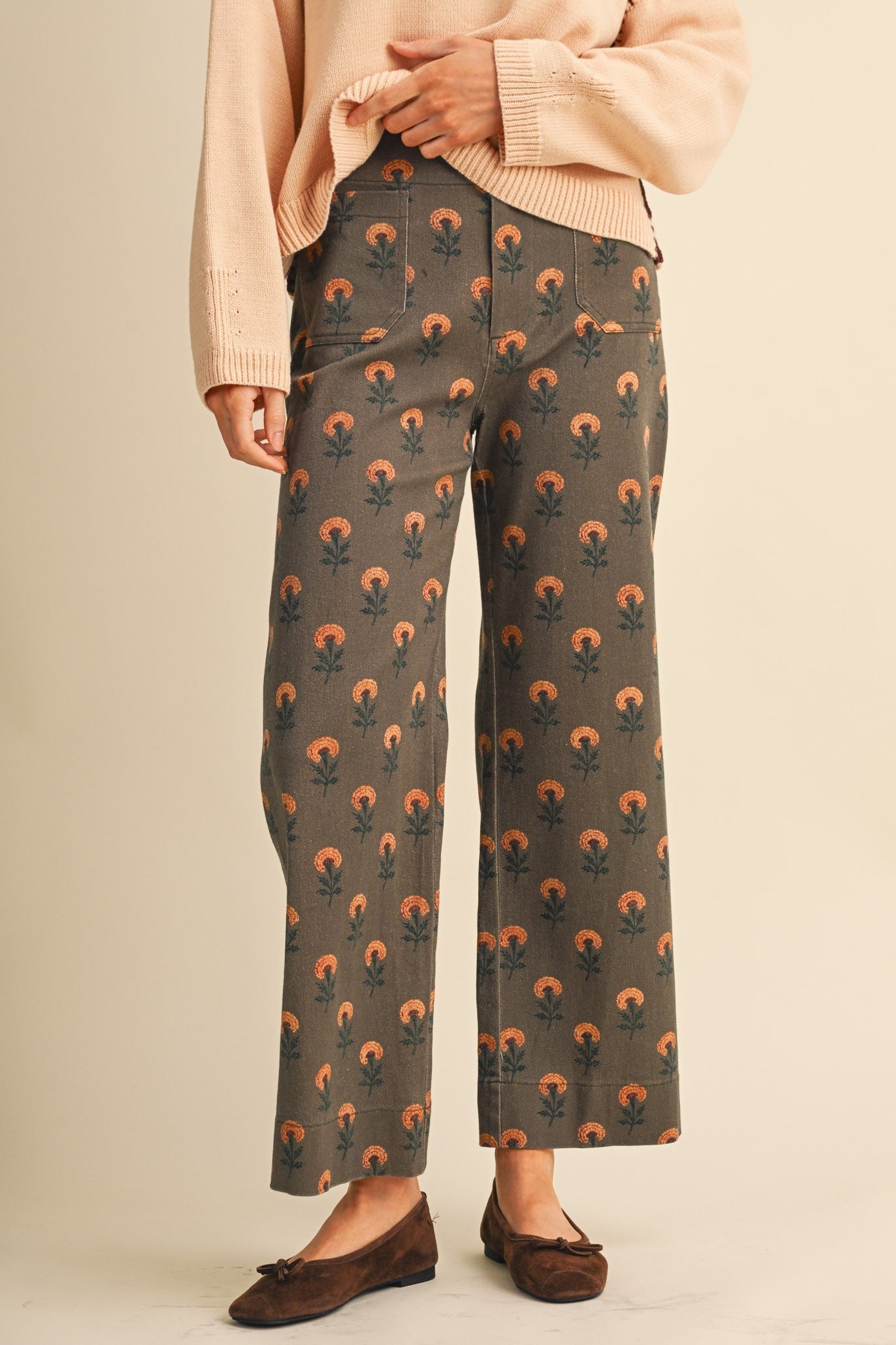 Sweetgrass Floral Wide Leg Cropped Pants - Westly