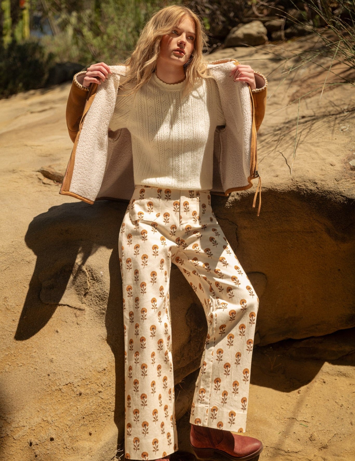 Sweetgrass Floral Wide Leg Cropped Pants - Westly