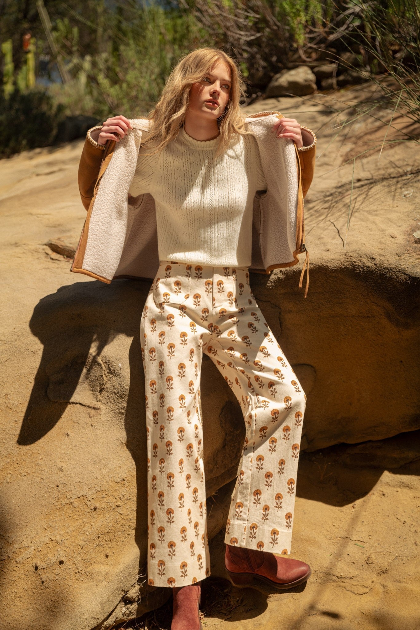 Sweetgrass Floral Wide Leg Cropped Pants - Westly