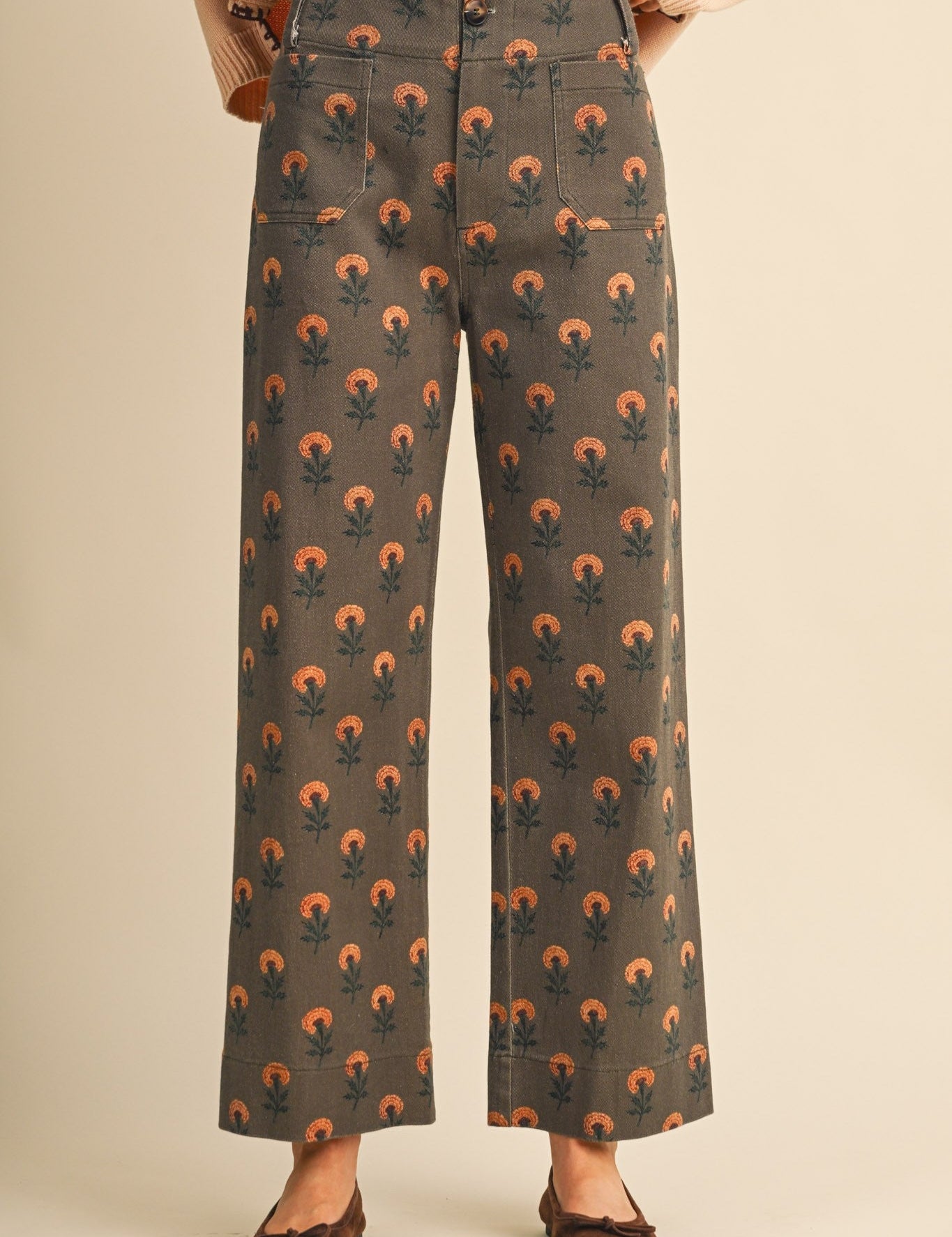 Sweetgrass Floral Wide Leg Cropped Pants - Westly