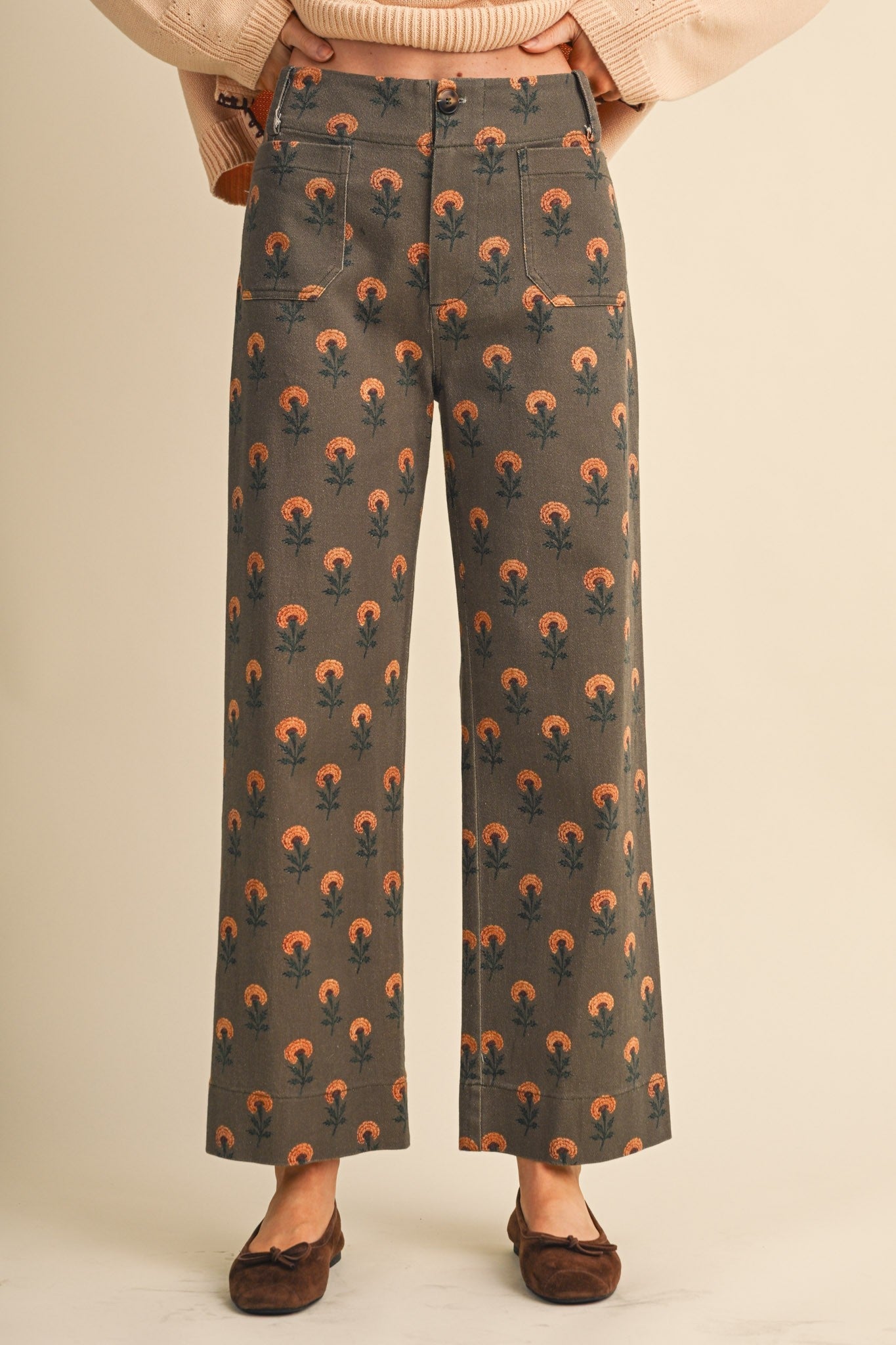 Sweetgrass Floral Wide Leg Cropped Pants - Westly