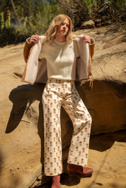 Sweetgrass Floral Wide Leg Cropped Pants in Cream Floral, photo 4