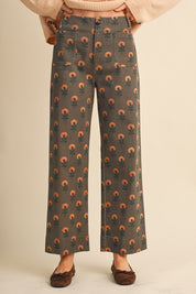 Sweetgrass Floral Wide Leg Cropped Pants in Olive Floral, photo 1