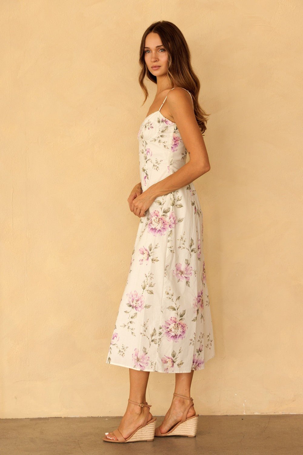 Sylvette Floral Sweetheart Midi Dress - Westly