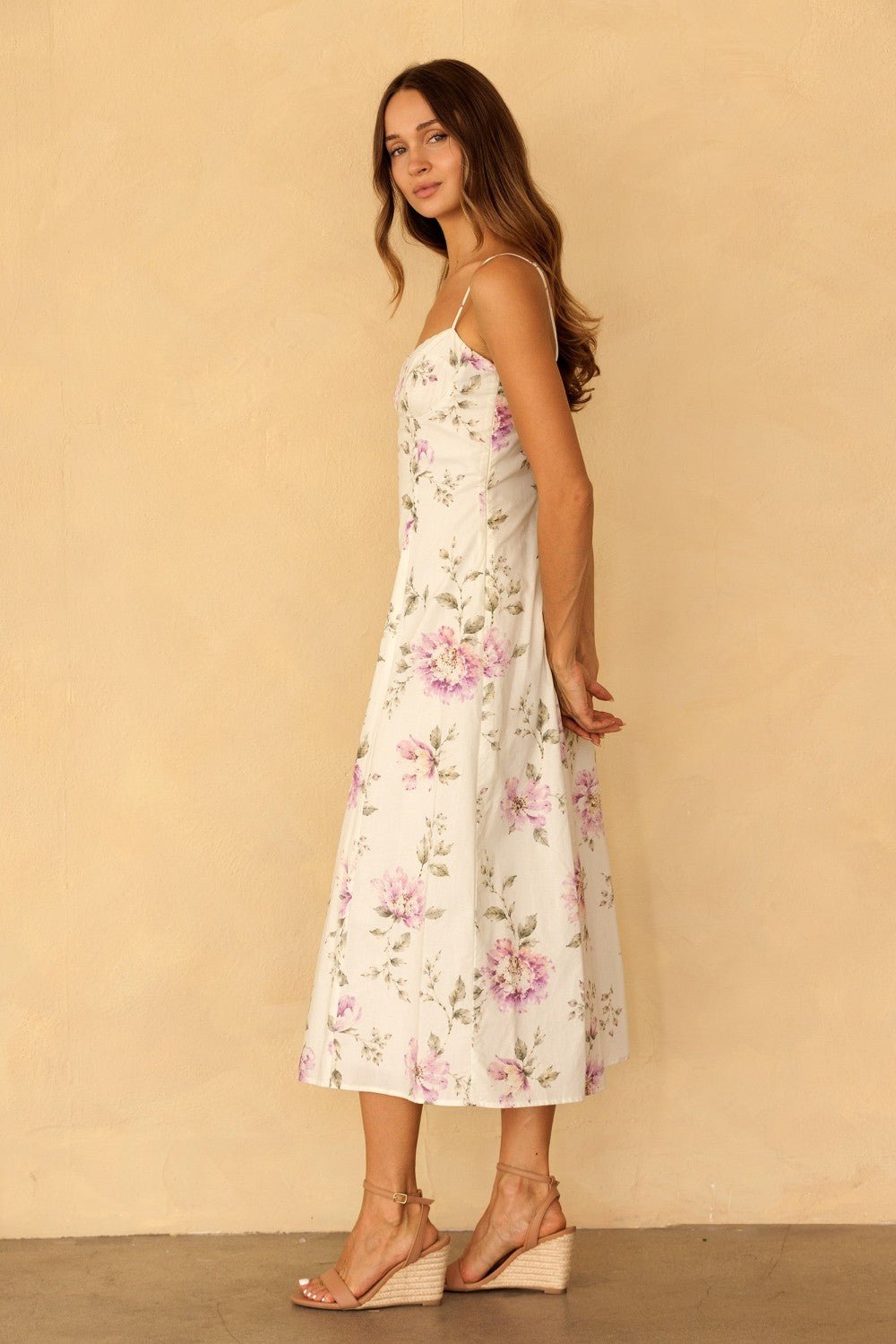 Sylvette Floral Sweetheart Midi Dress - Westly