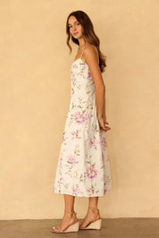 Sylvette Floral Sweetheart Midi Dress - Westly