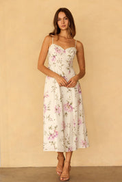 Sylvette Floral Sweetheart Midi Dress - Westly