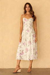 Sylvette Floral Sweetheart Midi Dress - Westly