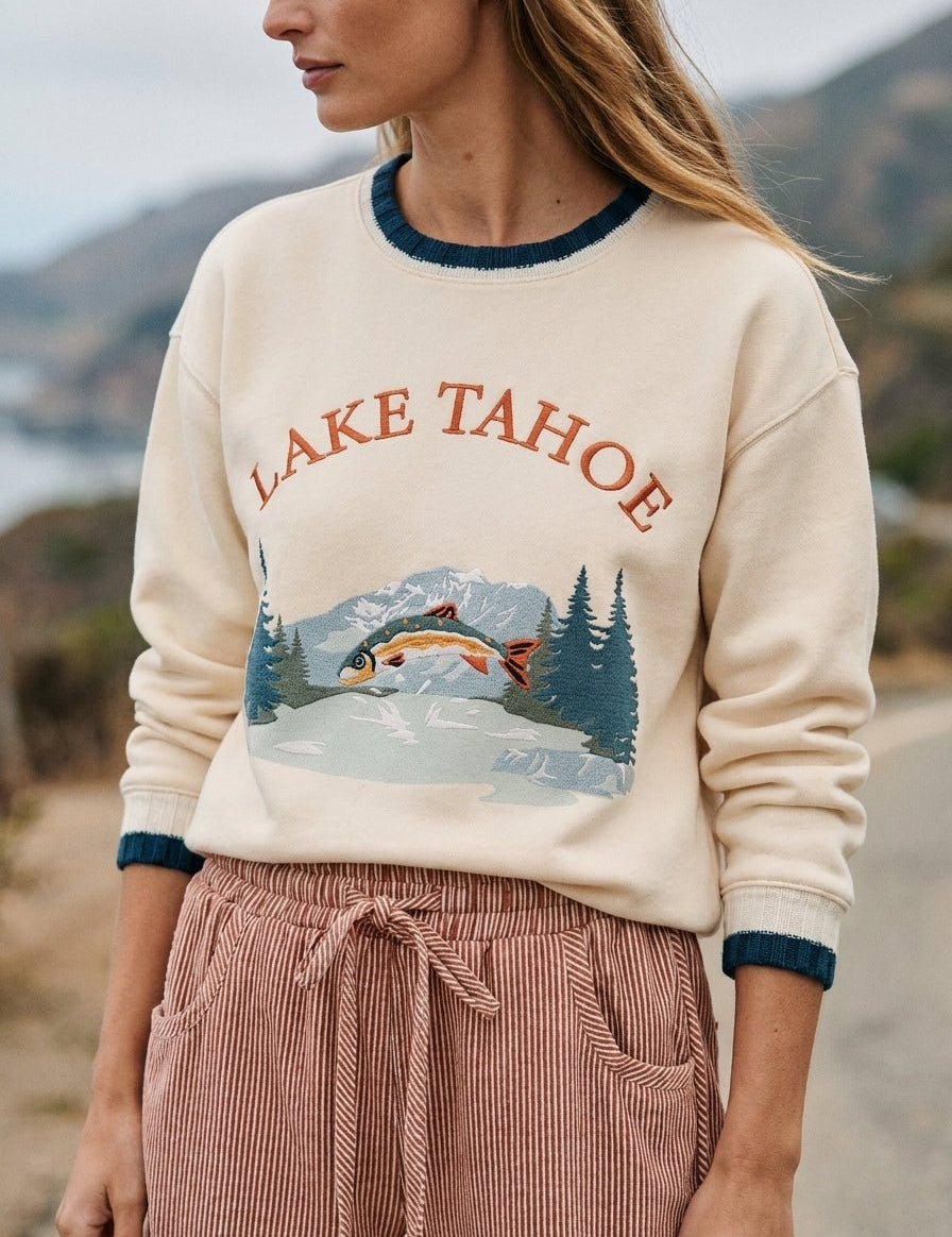 Tahoe Time Contrast Trim Graphic Sweatshirt - Westly