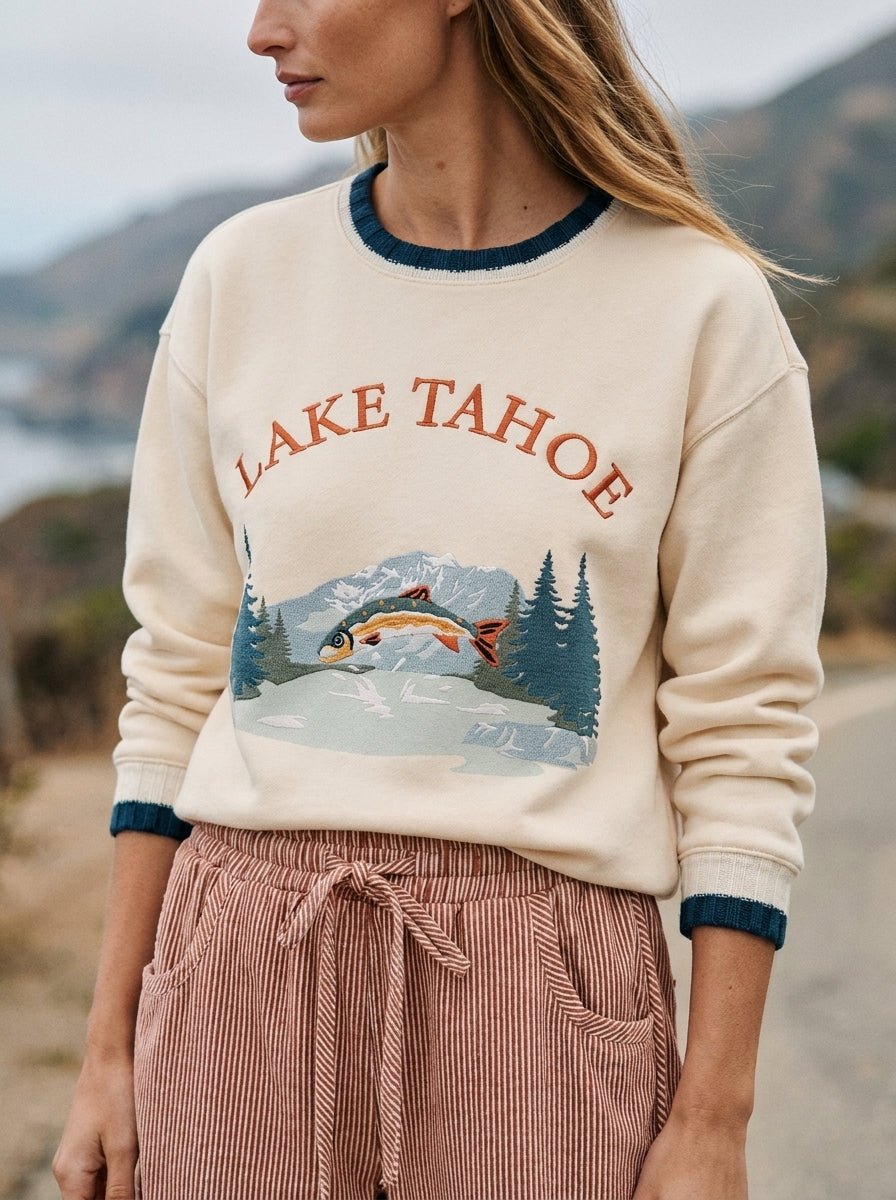 Tahoe Time Contrast Trim Graphic Sweatshirt - Westly