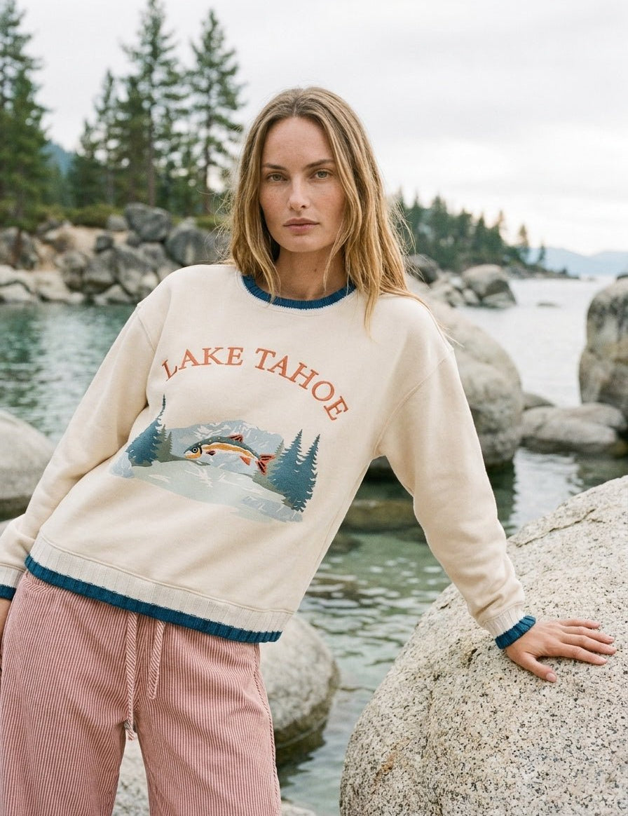 Tahoe Time Contrast Trim Graphic Sweatshirt - Westly
