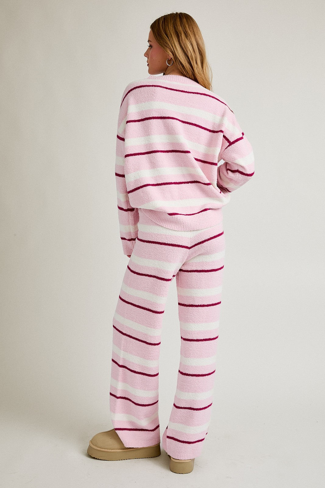 Take Five Plush Stripe Knit Lounge Set - Westly