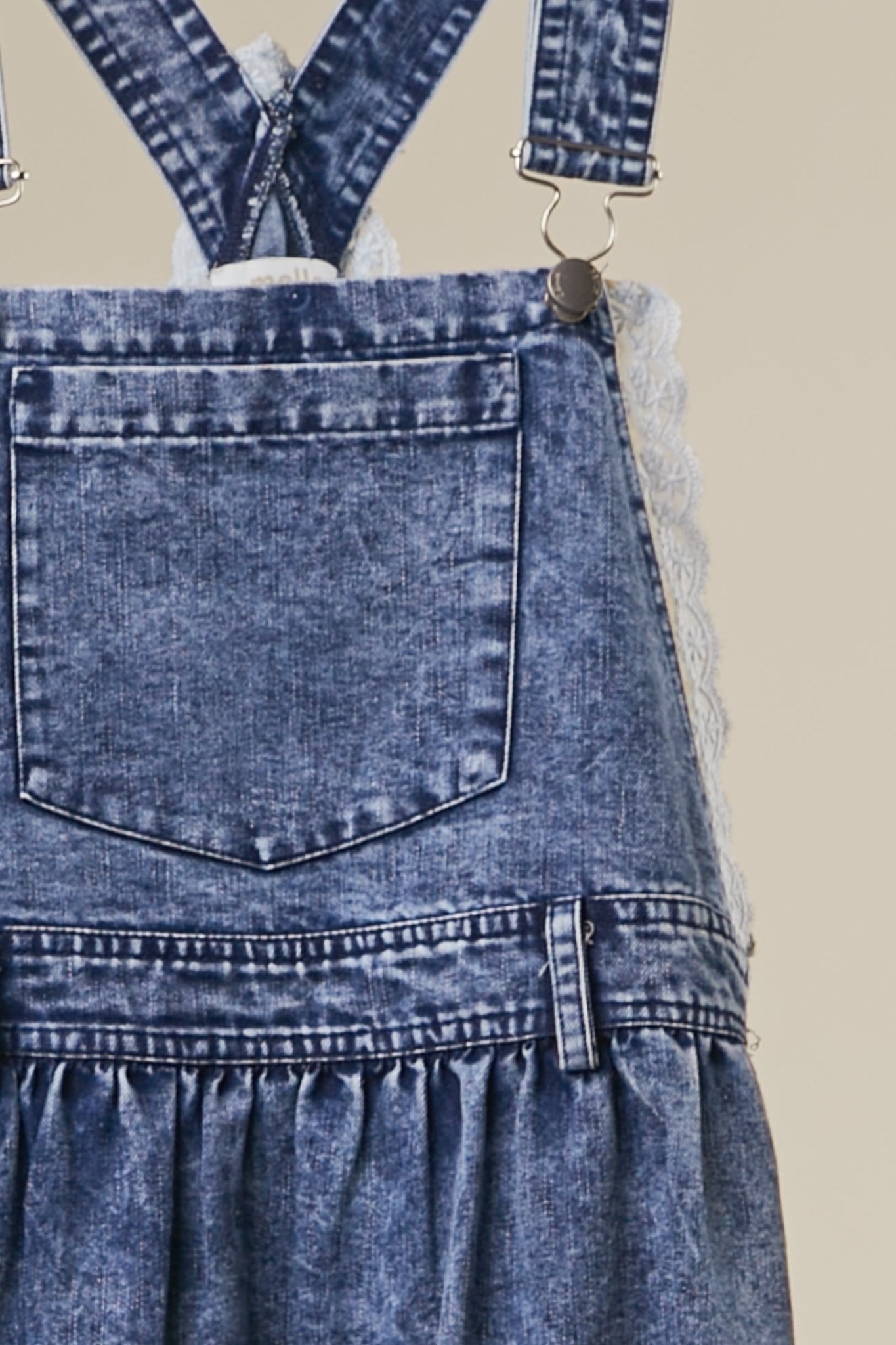 Tallulah Denim Overall Dress With Tiered Ruffle Skirt - Westly