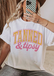 Tanned & Tipsy Oversized Graphic Tee - Westly