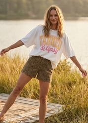 Tanned & Tipsy Oversized Graphic Tee - Westly