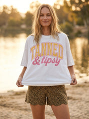 Tanned & Tipsy Oversized Graphic Tee - Westly