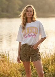 Tanned & Tipsy Oversized Graphic Tee - Westly