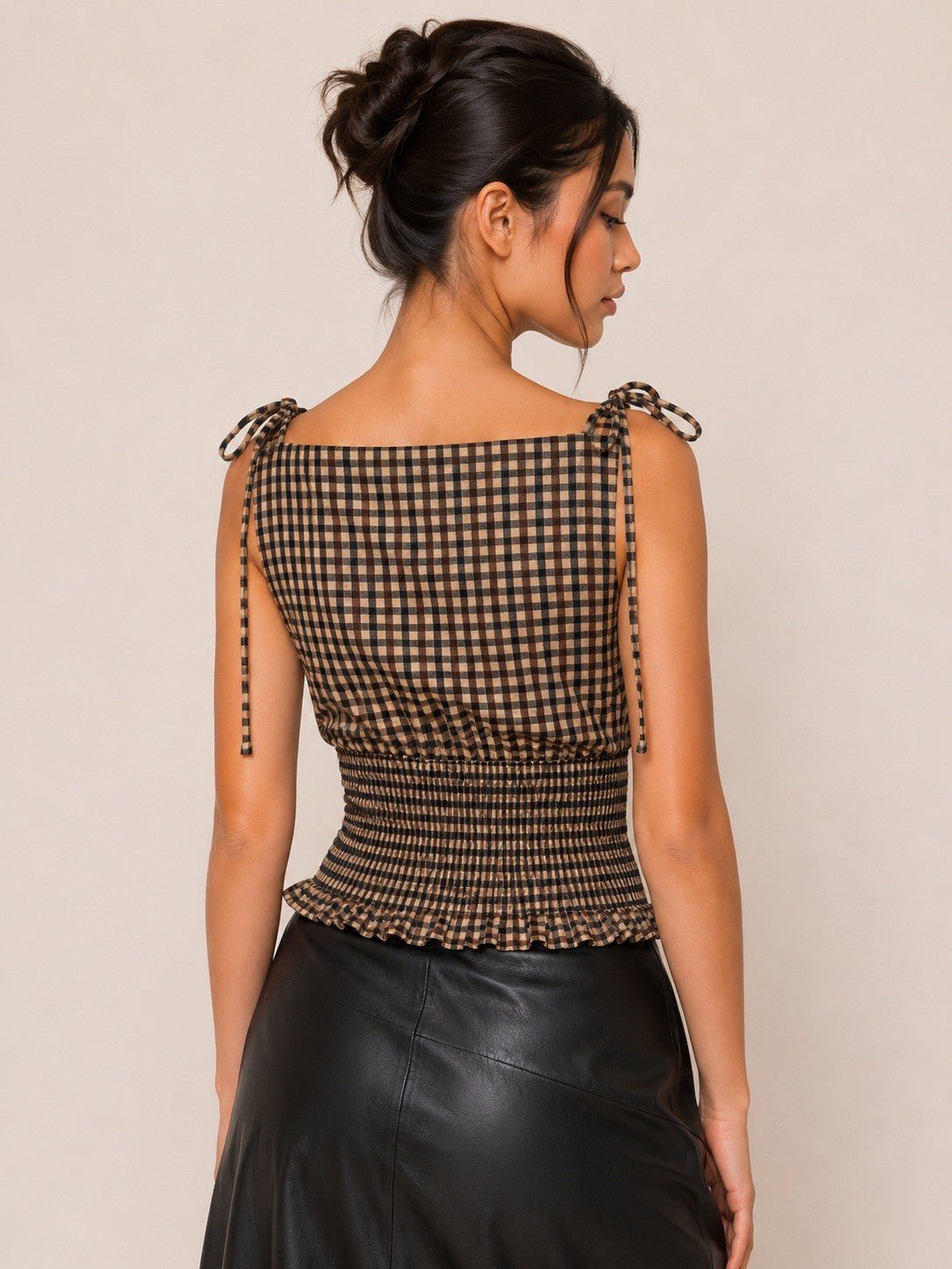 Tansy Gingham Tie Shoulder Top - Westly