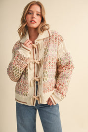 Tapestry House Floral Toggle Jacket in Warm Sand Floral - product photo 1