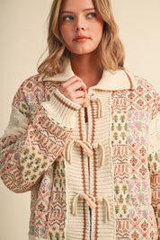 Tapestry House Floral Toggle Jacket in Warm Sand Floral - product photo 2