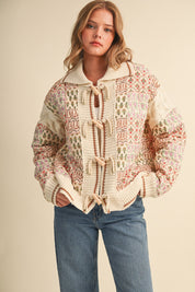 Tapestry House Floral Toggle Jacket in Warm Sand Floral - product photo 3