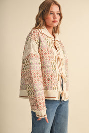 Tapestry House Floral Toggle Jacket in Warm Sand Floral - product photo 5
