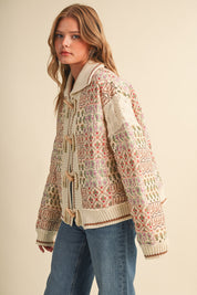 Tapestry House Floral Toggle Jacket in Warm Sand Floral - product photo 7