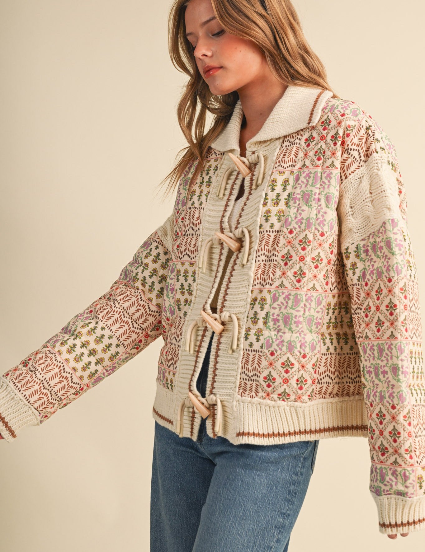 Tapestry House Floral Toggle Jacket in Warm Sand Floral - product photo 8